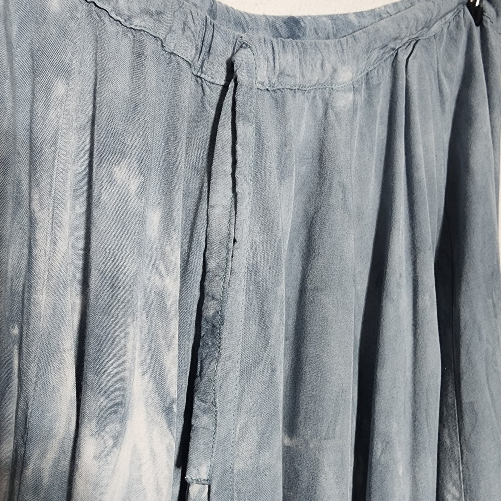 The Silk Road Traders Maxi Skirt Women OS Rayon Blue Black Tie Dye Boho - Picture 7 of 13